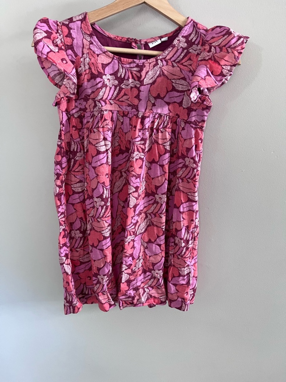 Gap Kids Girls‎ Pink Purple Floral Flutter Sleeve Empire Waist Dress Size M 8